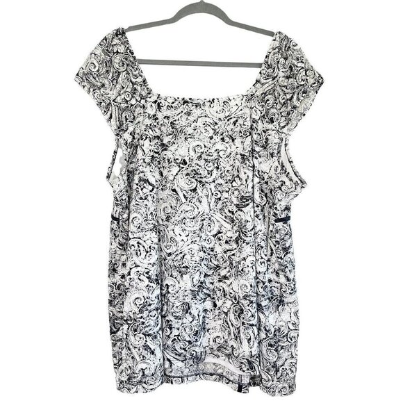 Lane Bryant Sleeveless White And Black Lace Cap Sleeve Sleeveless Top Size 26/28 - Picture 2 of 5